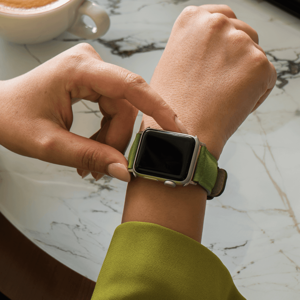 Luxury Double Wrap Vegetal Brown Leather Apple Watch Band - San Diego