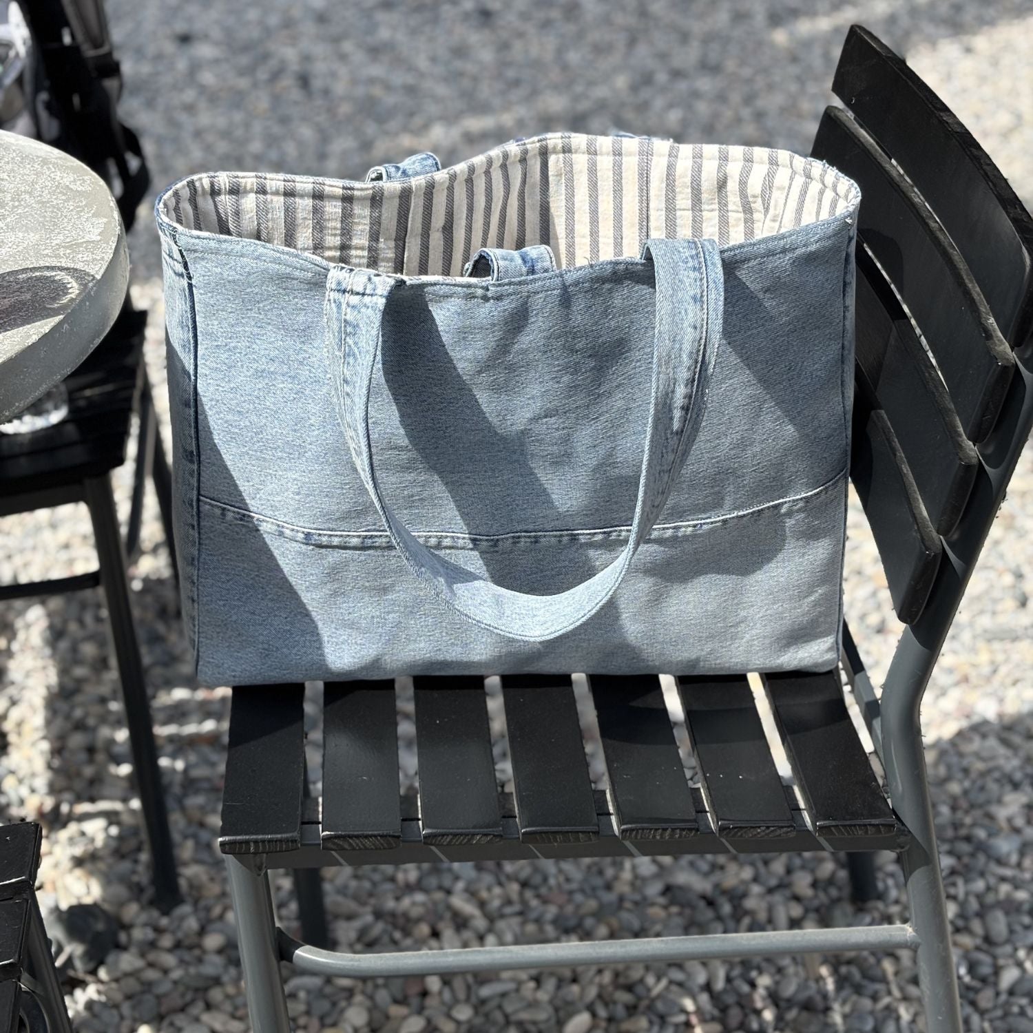 Brooklyn Heritage Tote / Recycled Denim White
