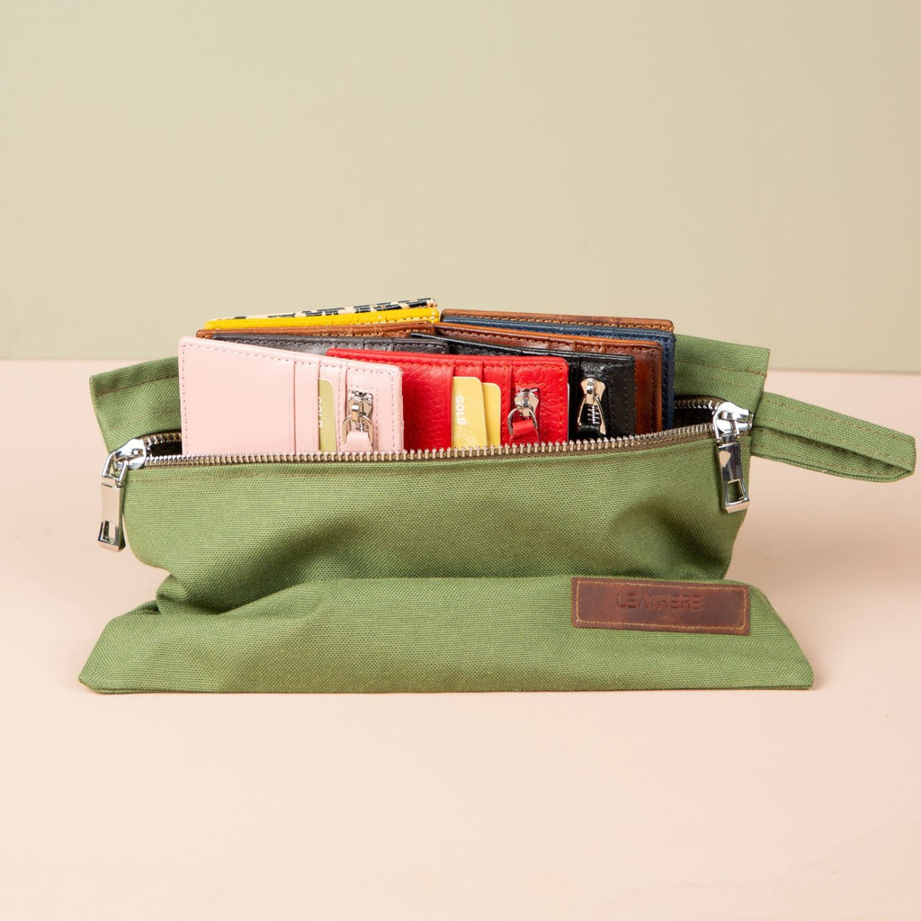 Zippered Genuine Leather Card Holder – Gift Box Edition (10 Colors) -Concord