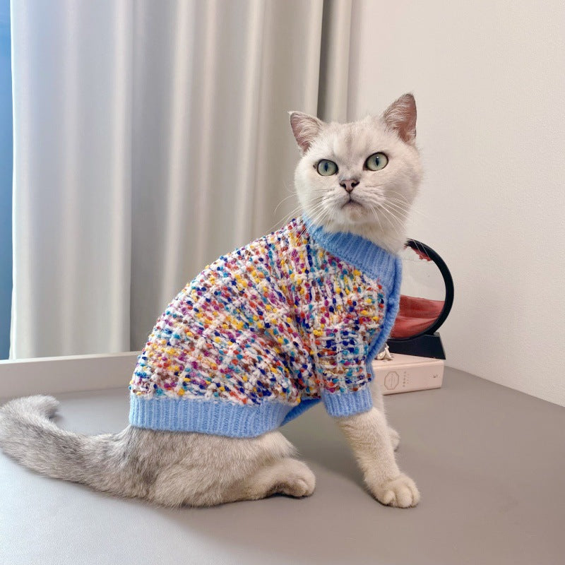 Pet Dog Color-Block Cardigan Sweater