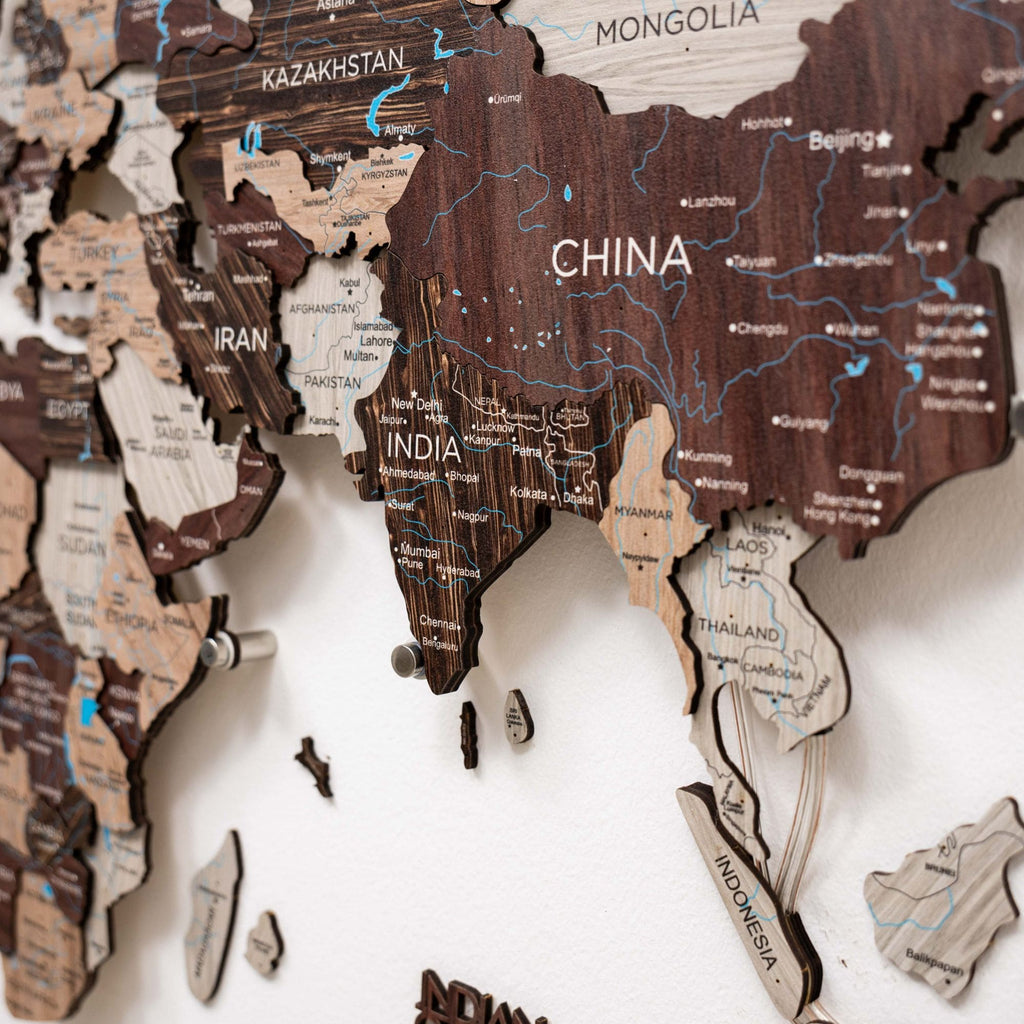 3D LED / LUMINOUS Wooden World Map 3.0 Cappuccino