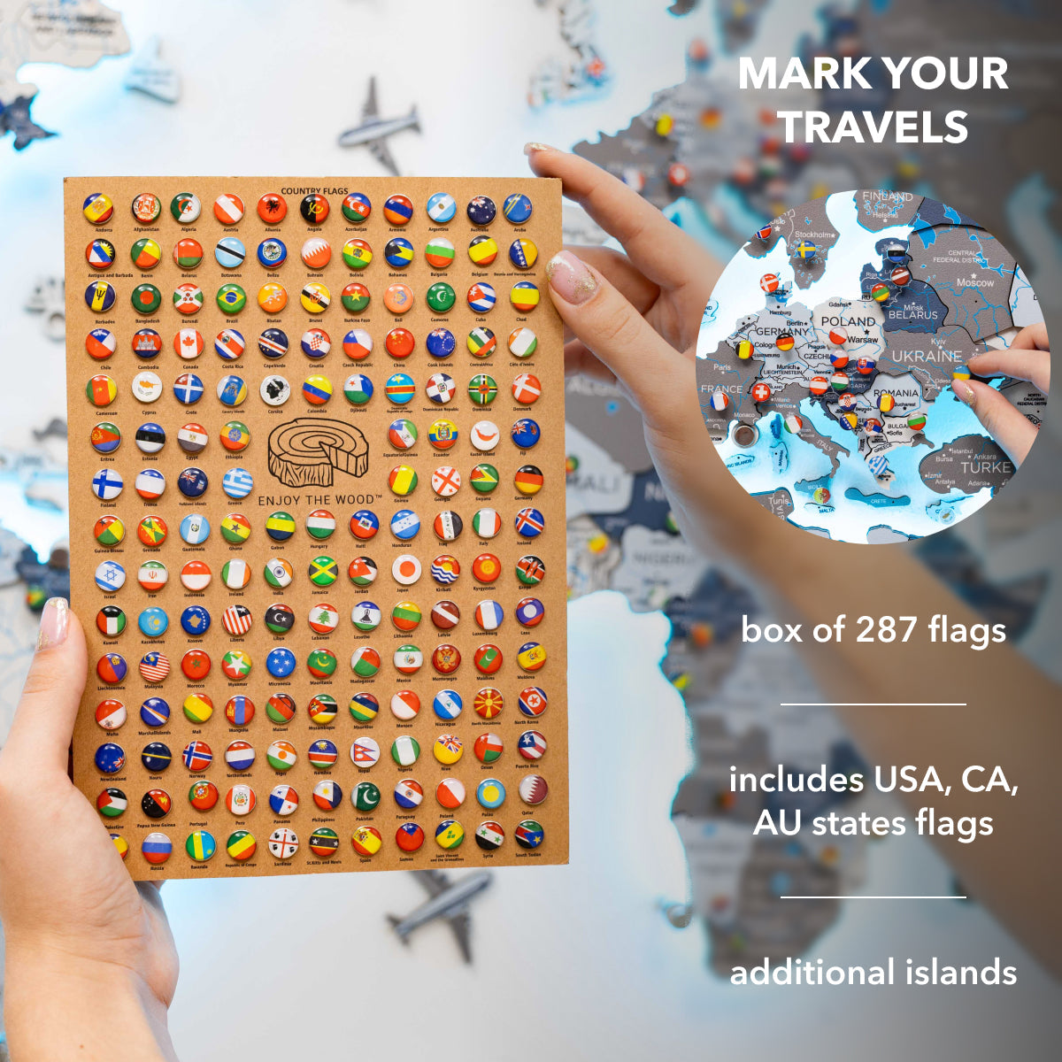 3D LED / LUMINOUS Wooden World Map 3.0 Cruise
