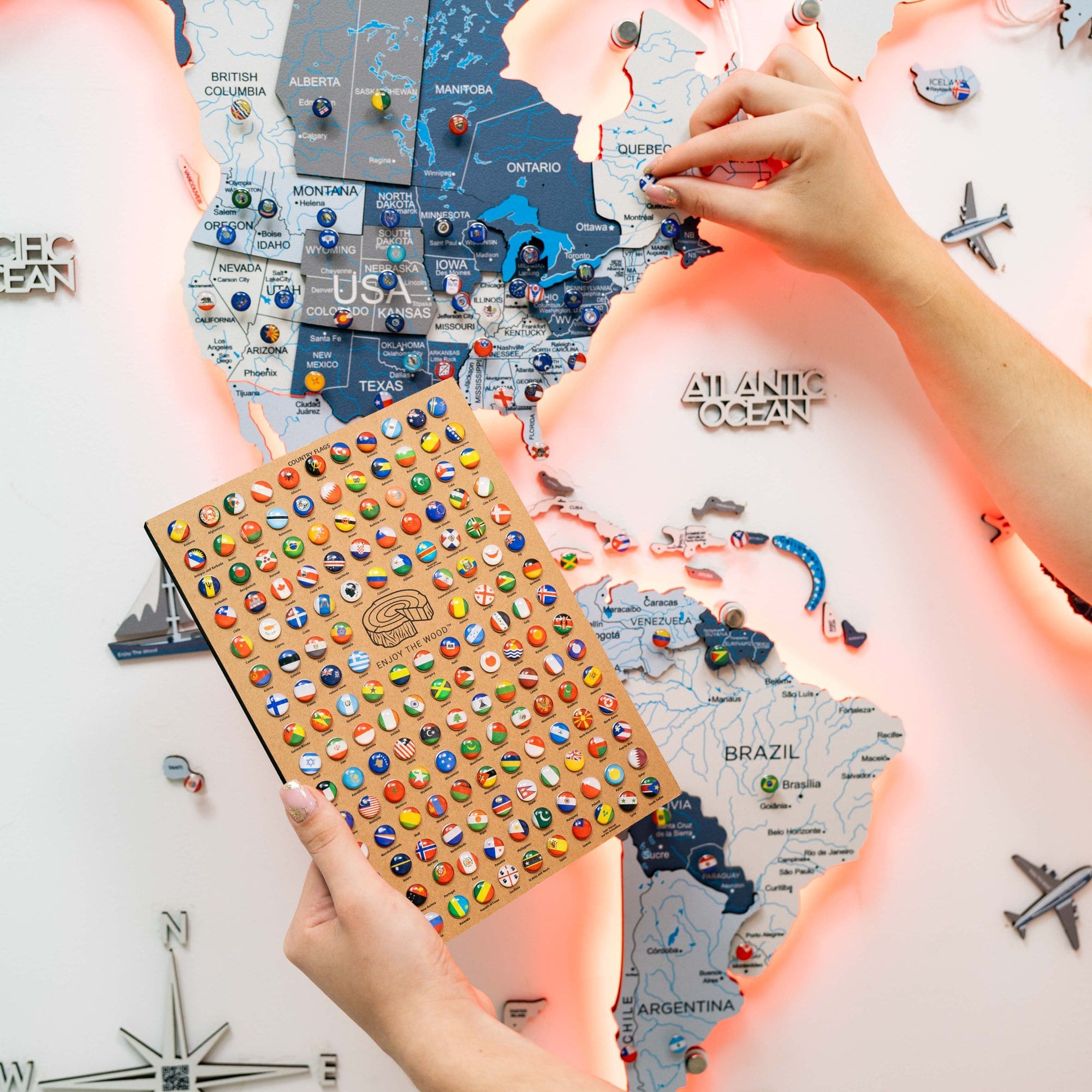 3D LED / LUMINOUS Wooden World Map 3.0 Cruise