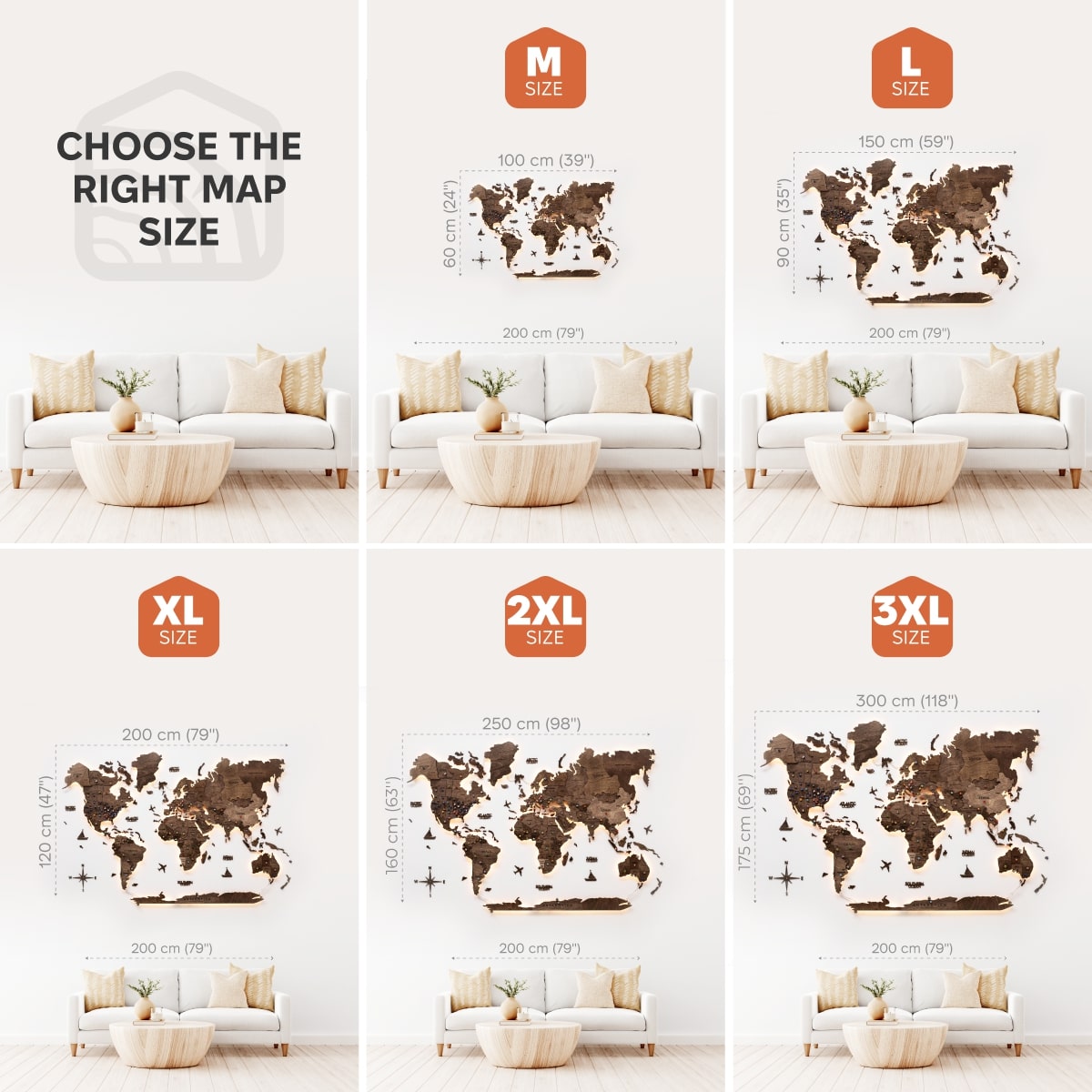 3D LED Wooden World Map 3.0 Dark Walnut
