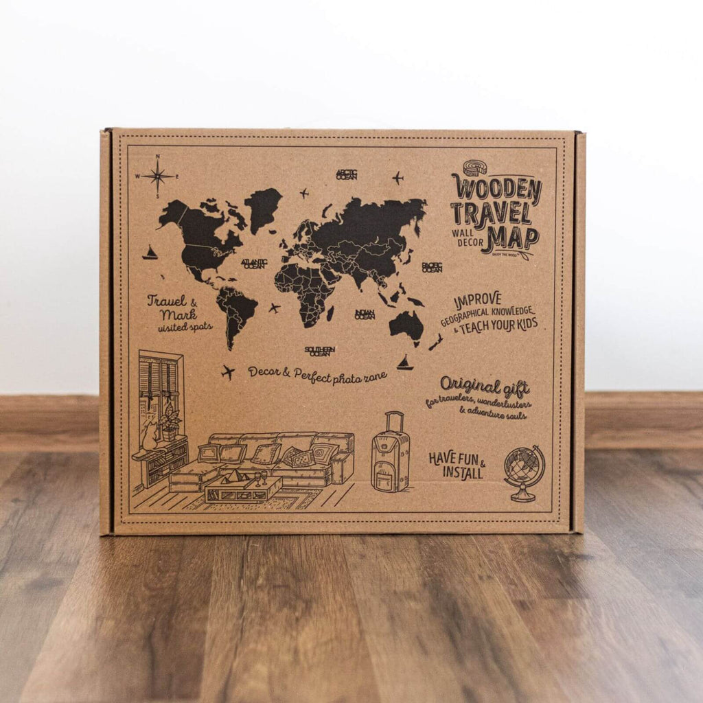 3D LED Wooden World Map 3.0 Gold