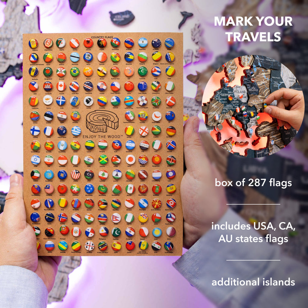 3D LED / LUMINOUS Wooden World Map 3.0 Mystery