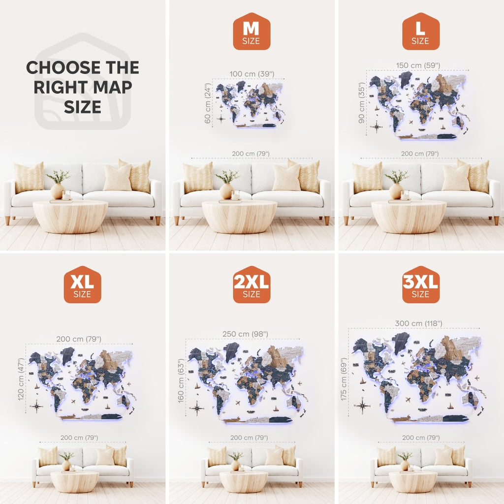 3D LED / LUMINOUS Wooden World Map 3.0 Mystery
