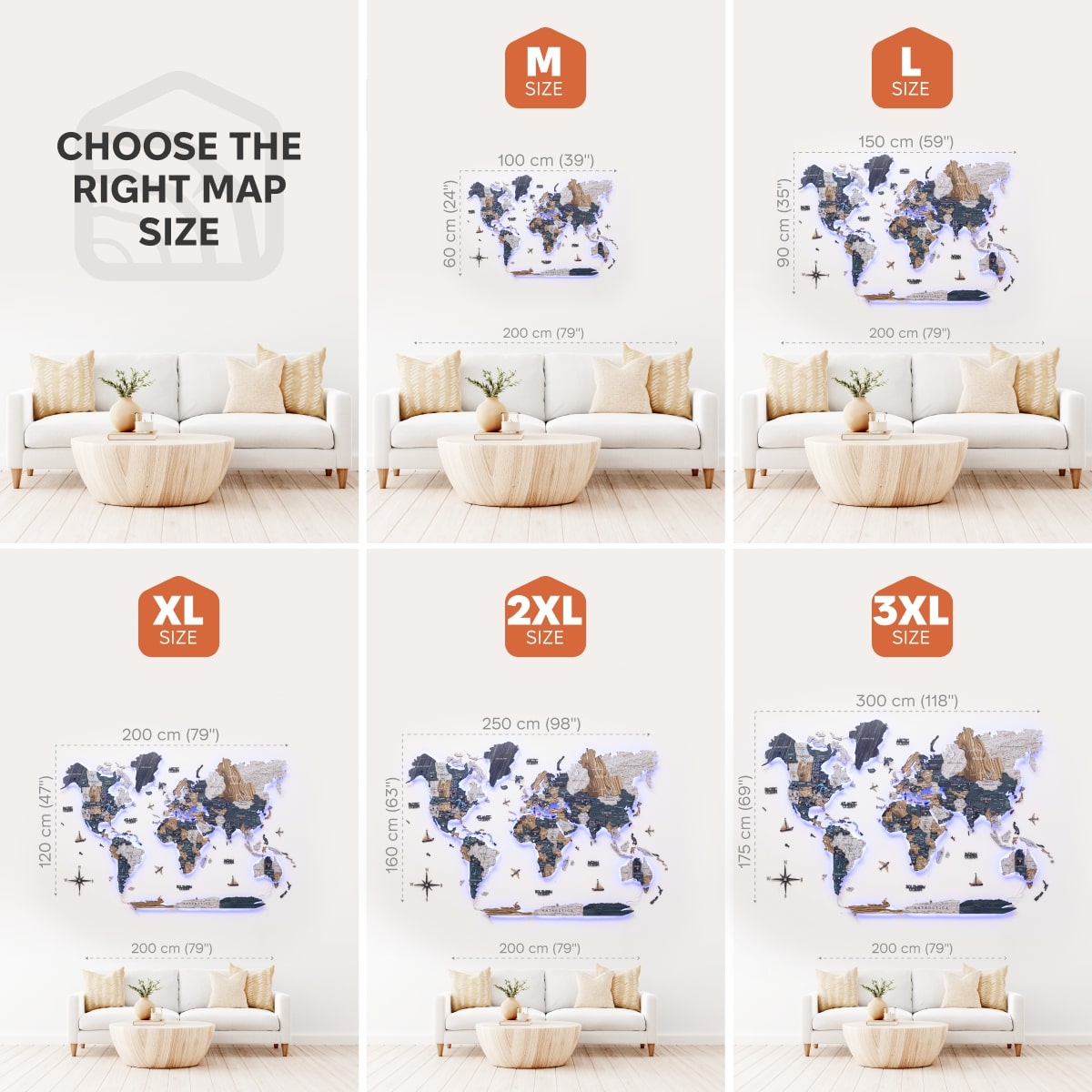 3D LED / LUMINOUS Wooden World Map 3.0 Mystery