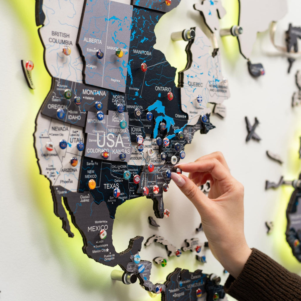 3D LED / LUMINOUS Wooden World Map 3.0 Nordik