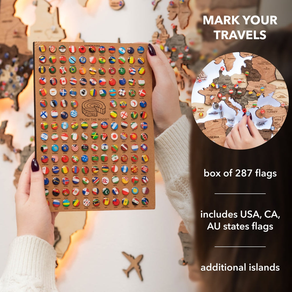 3D LED Wooden World Map 3.0 Smokey