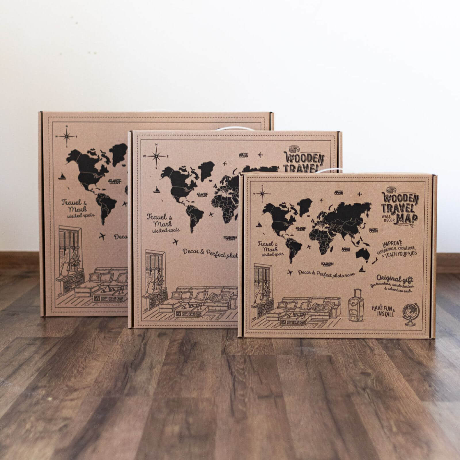 3D LED Wooden World Map 3.0 Fusion
