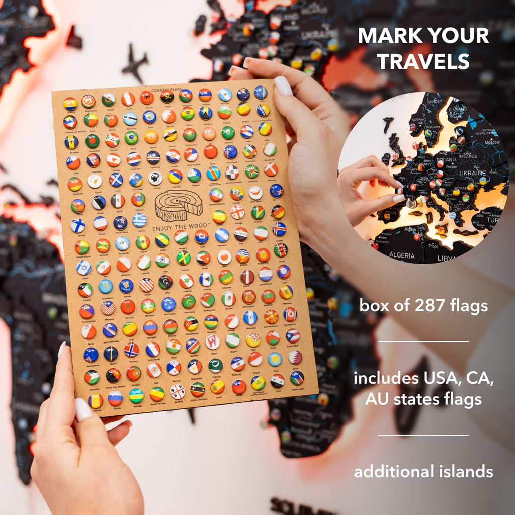 3D LED / LUMINOUS Wooden World Map 3.0 Space