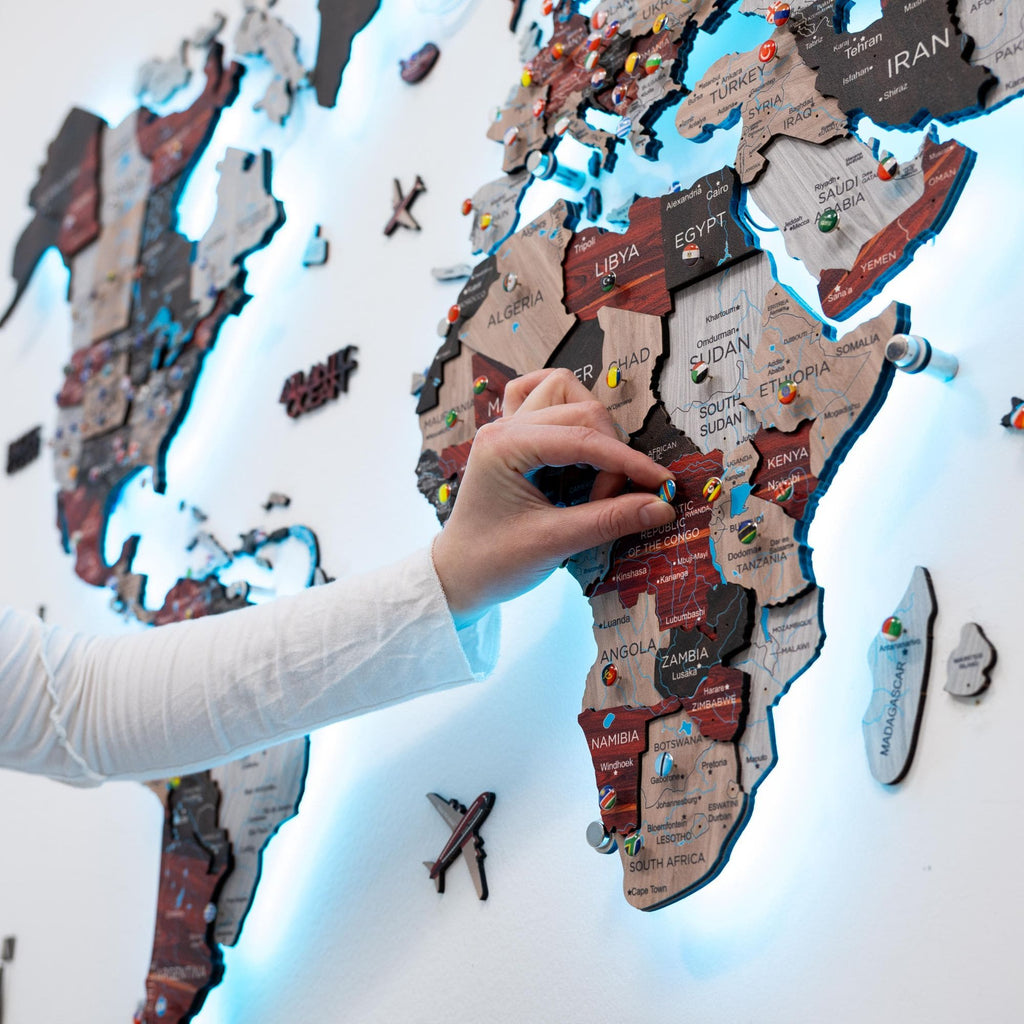 3D LED / LUMINOUS Wooden World Map 3.0 Urban