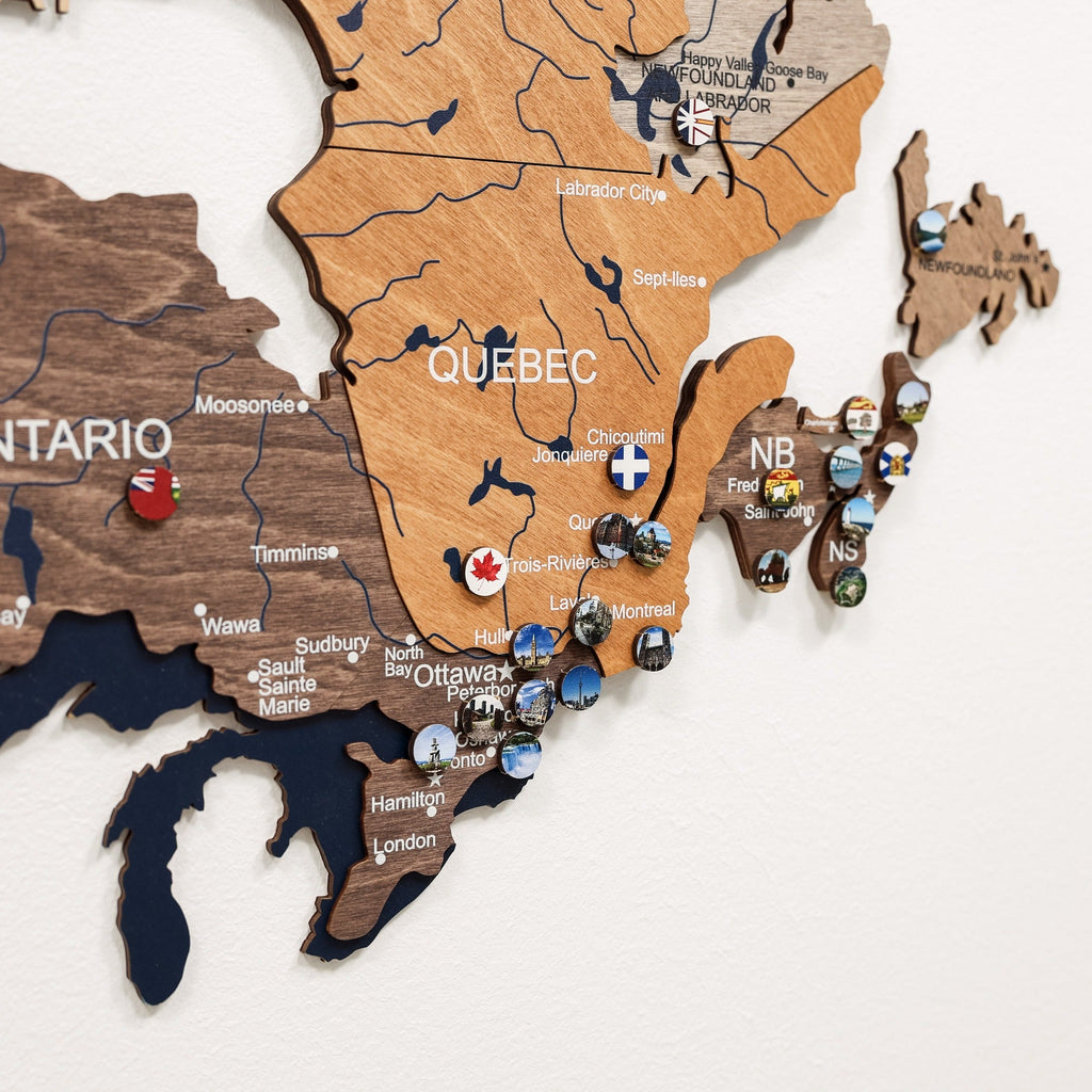 3D Wooden Map of Canada – Multicolor