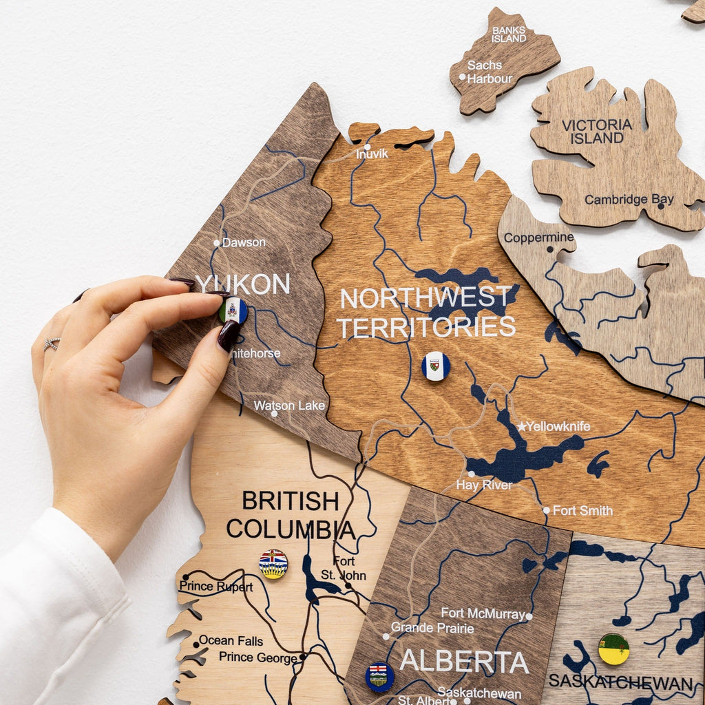 3D Wooden Map of Canada – Multicolor