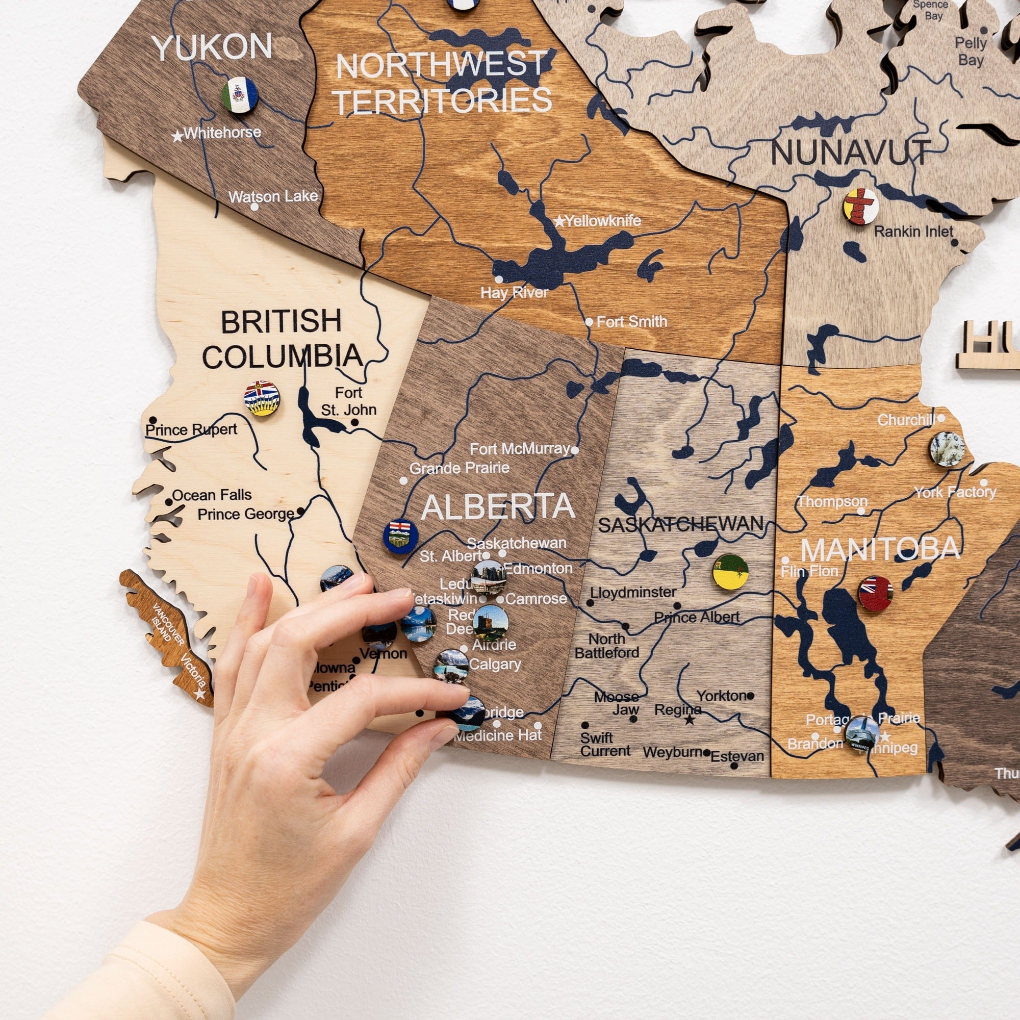 3D Wooden Map of Canada – Multicolor