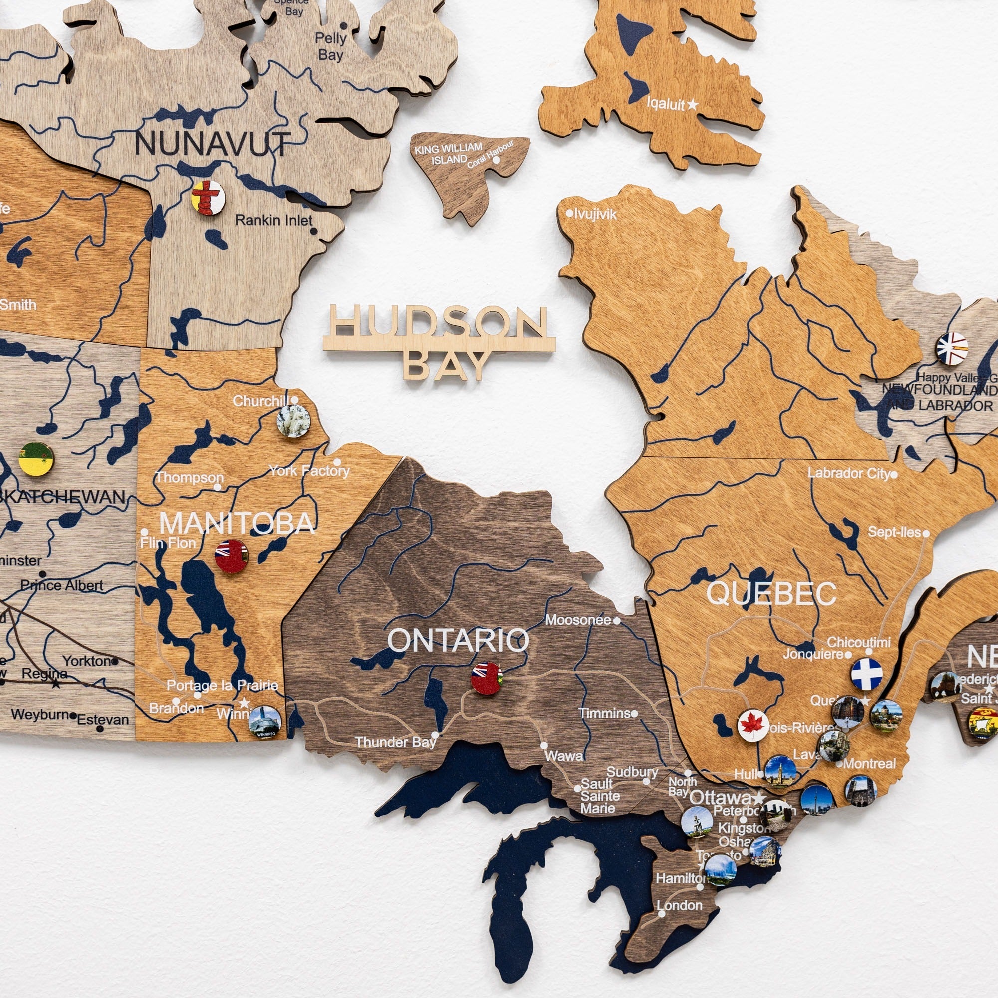 3D Wooden Map of Canada – Multicolor