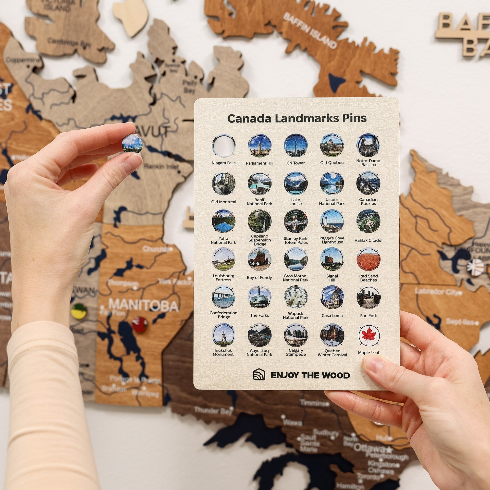 3D Wooden Map of Canada – Multicolor