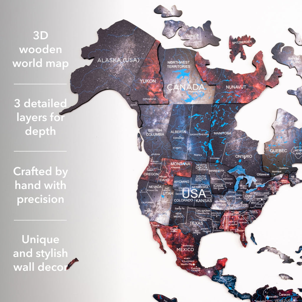 3D Wooden World Map Alcor