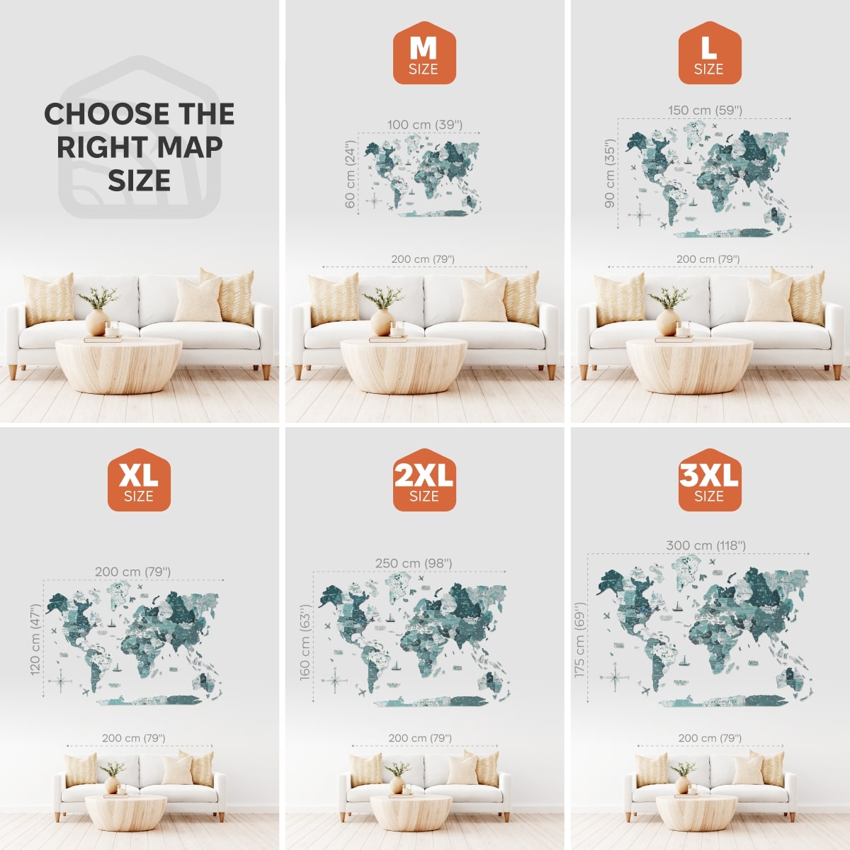3D Wooden World Map Aurora
