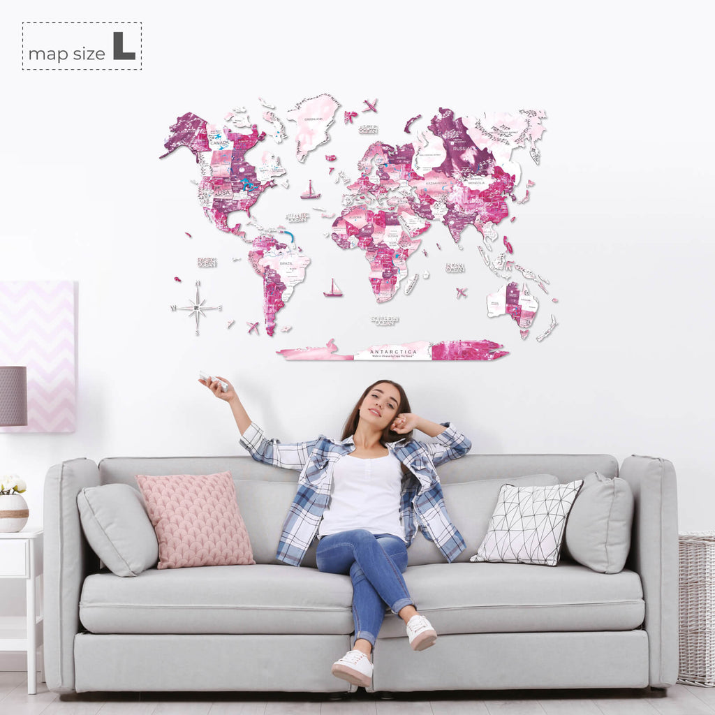3D Wooden World Map Dream