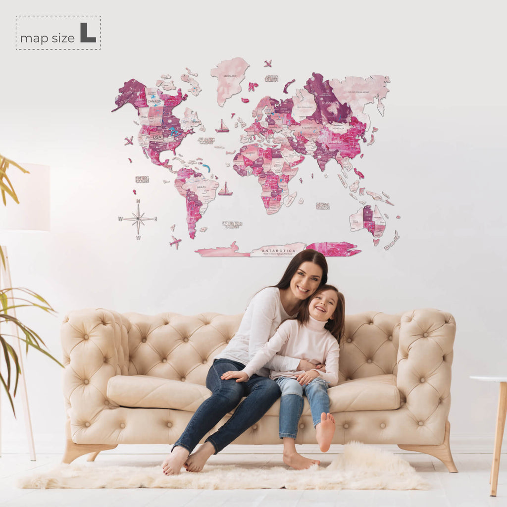 3D Wooden World Map Dream