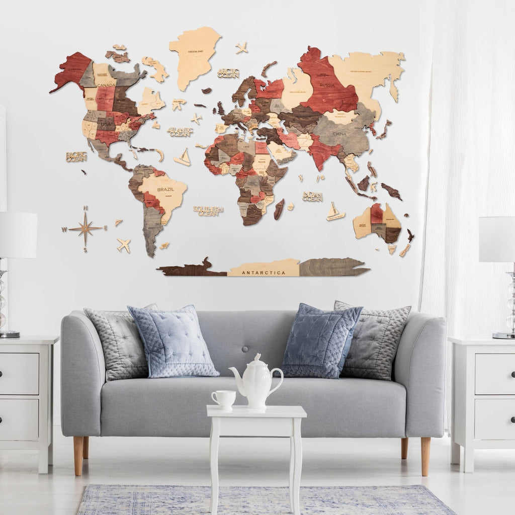 3D Wooden World Map Fusion