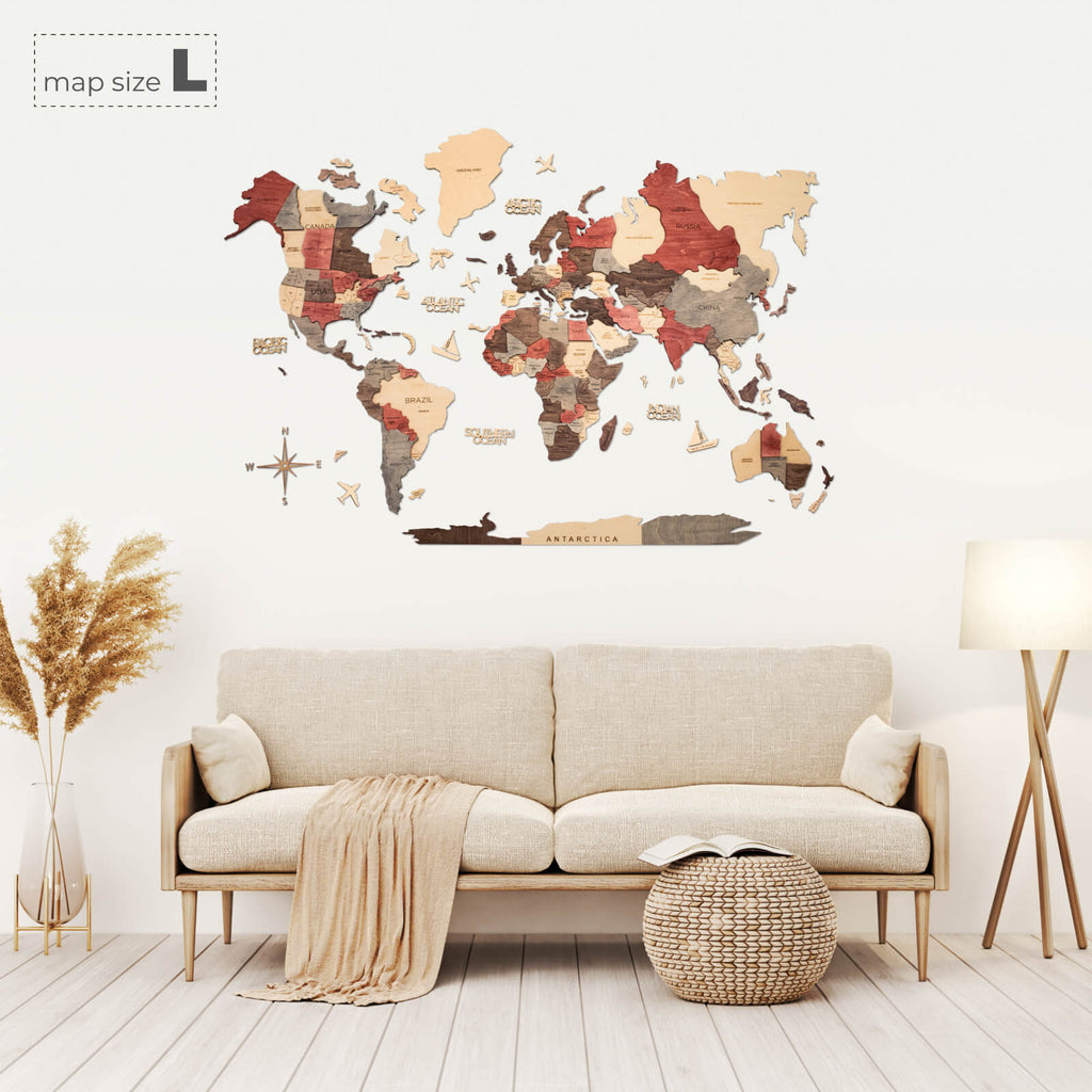 3D Wooden World Map Fusion
