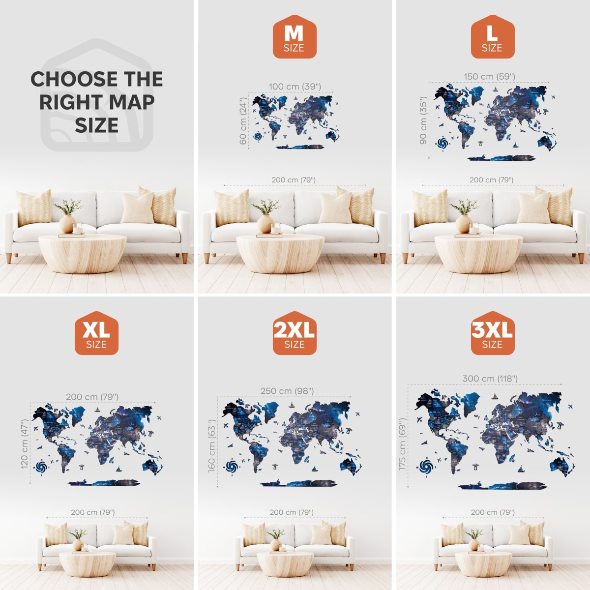 3D Wooden World Map Space