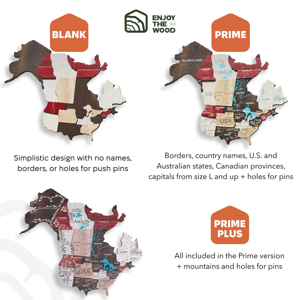 3D Wooden World Map Urban