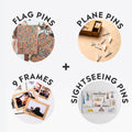 Bundle: Photo Frames, Flags, Airplane, and Sightseeings Pins