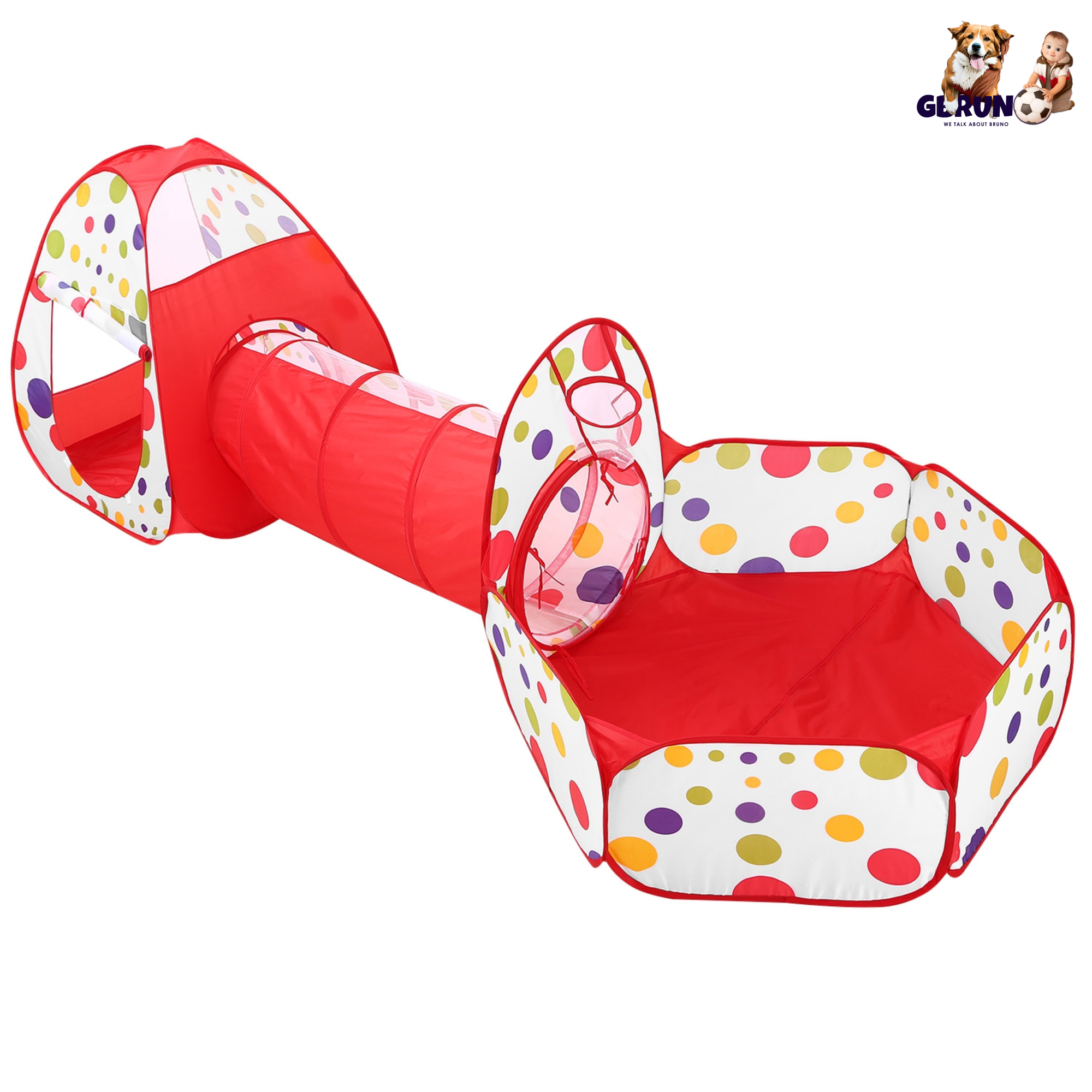 3 In 1 Child Crawl Tunnel Tent Kids Play Tent Ball Pit Set Foldable Children Play House Pop-up Kids Tent w/Storage Bag for Indoor Outdoor Travel Use
