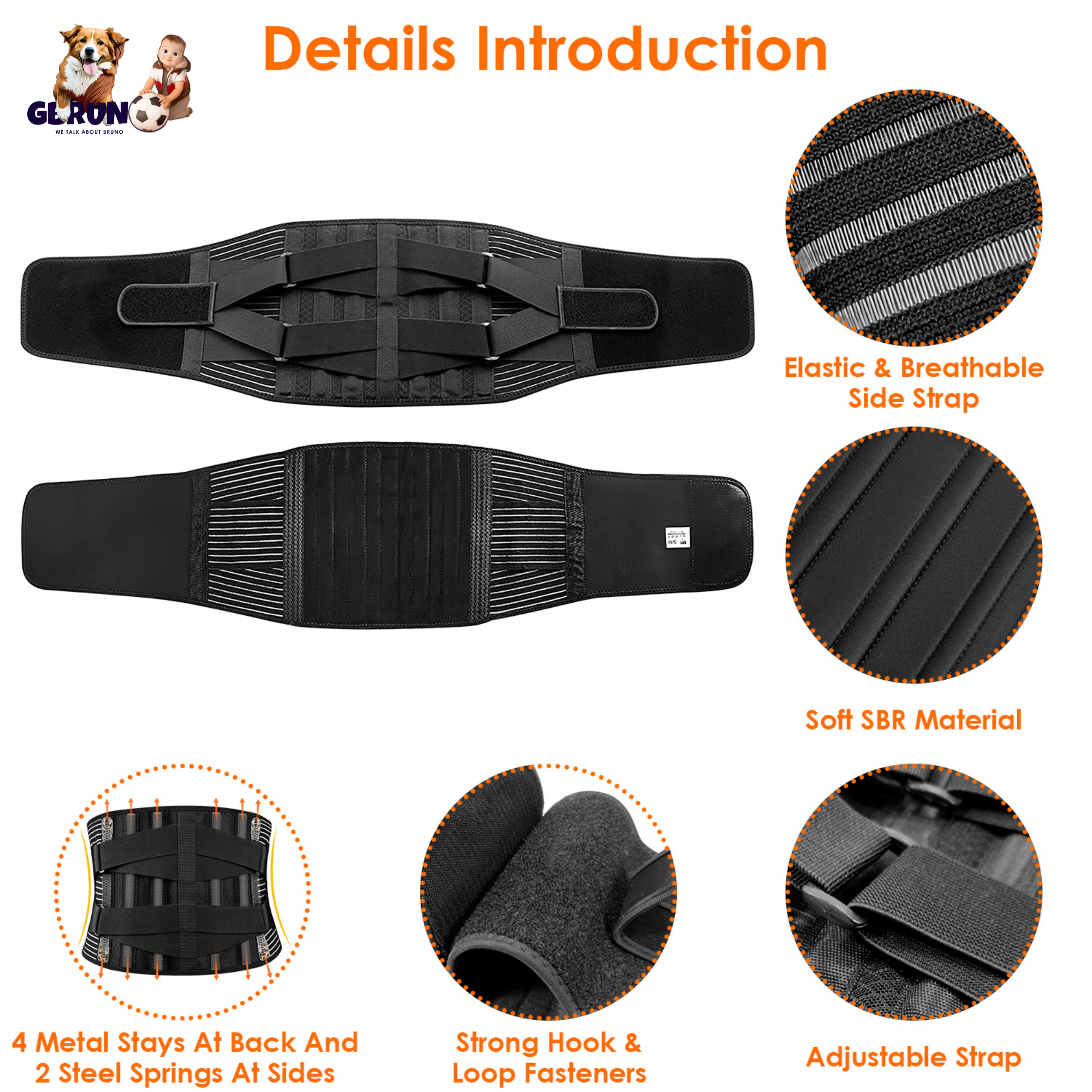 Back Support Brace Breathable Mesh Lumbar Support BeltÊAdjustable Lower Back Brace with Stays and Springs for Pain Relief for Men Women