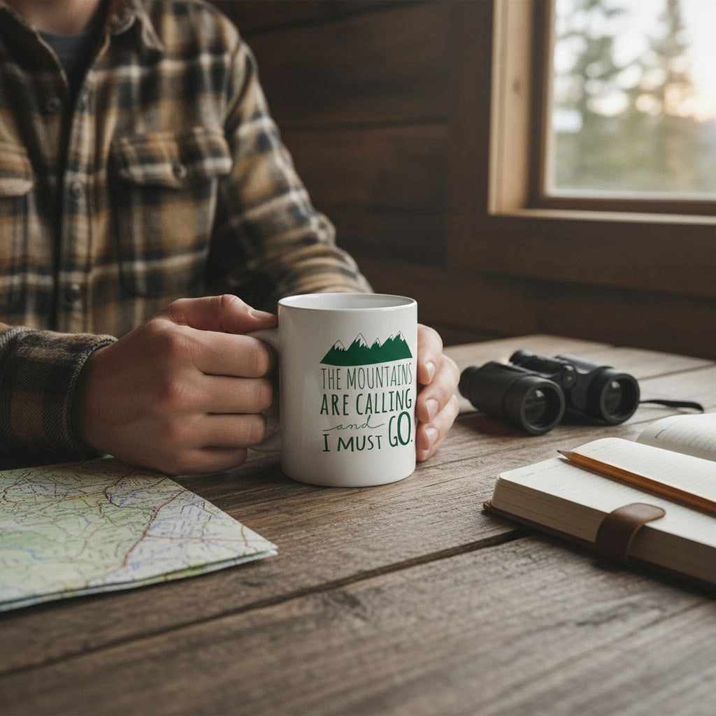 Mountain Coffee Mug – Ceramic Rocky Mountain Mug | Dishwasher Safe, Camping Gift