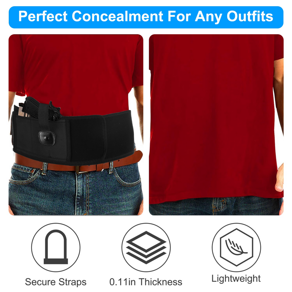 Belly Band Holster For Concealed Carry Unisex Waistband Holster For Man Woman Right Left Hand Draw Fit For Smith and Wesson, Shield, Glock 19, 17, 42,