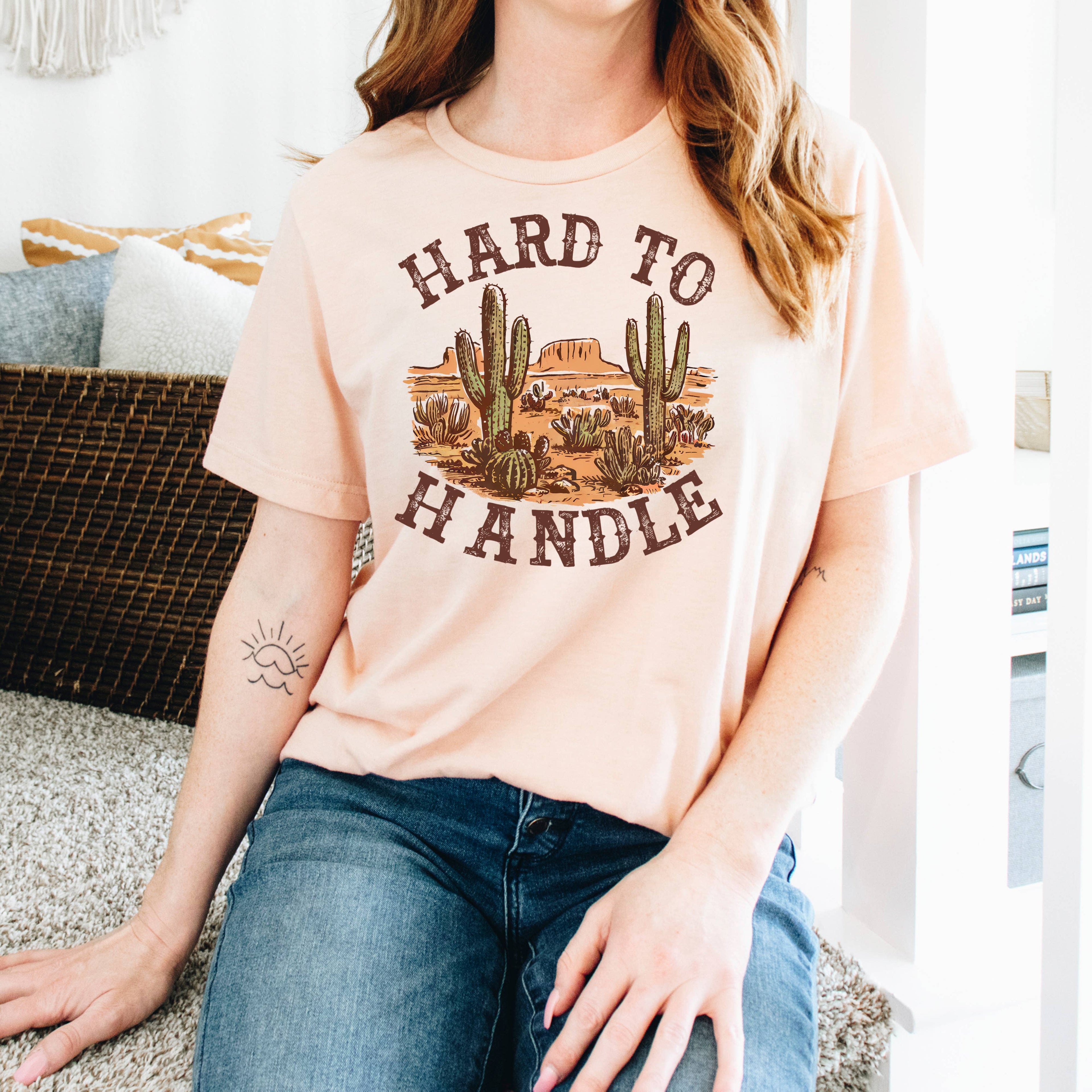Graphic Tees Western - Hard to Handle Distressed Cactus Tee | Soft Cotton