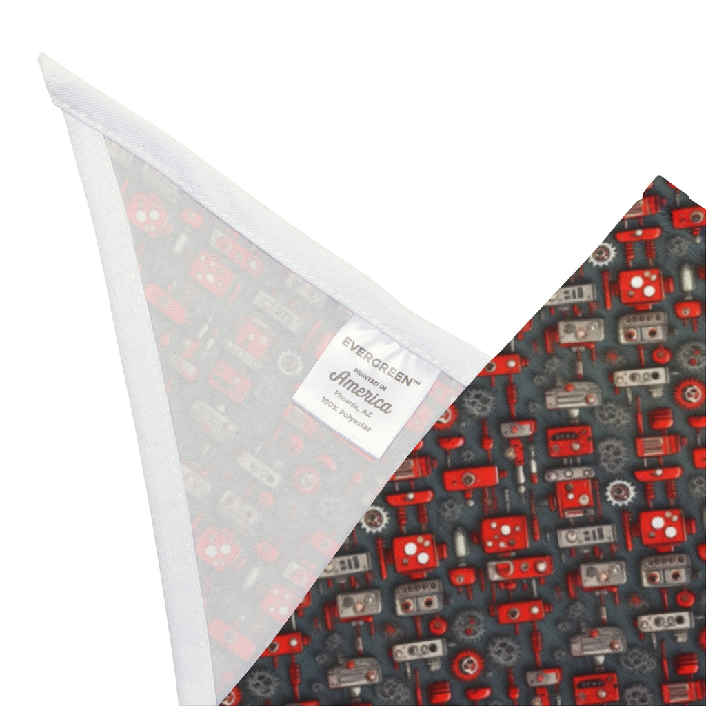 Crimson Cogs and Circuitry Pattern - Pet Bandana Pet Zen