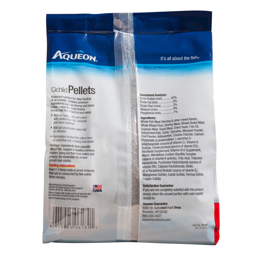Aqueon Cichlid Fish Food Pellets 25 oz. Clean Water Formula for Cichlids