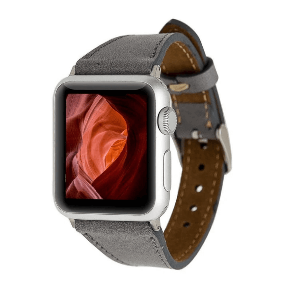 Classic Dark Grey Leather Apple Watch Band - Dallas