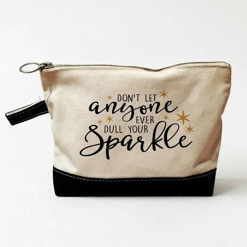 Inspirational Cosmetic Bag - Zipper Pouch - Pencil Case - Gold Sparkle