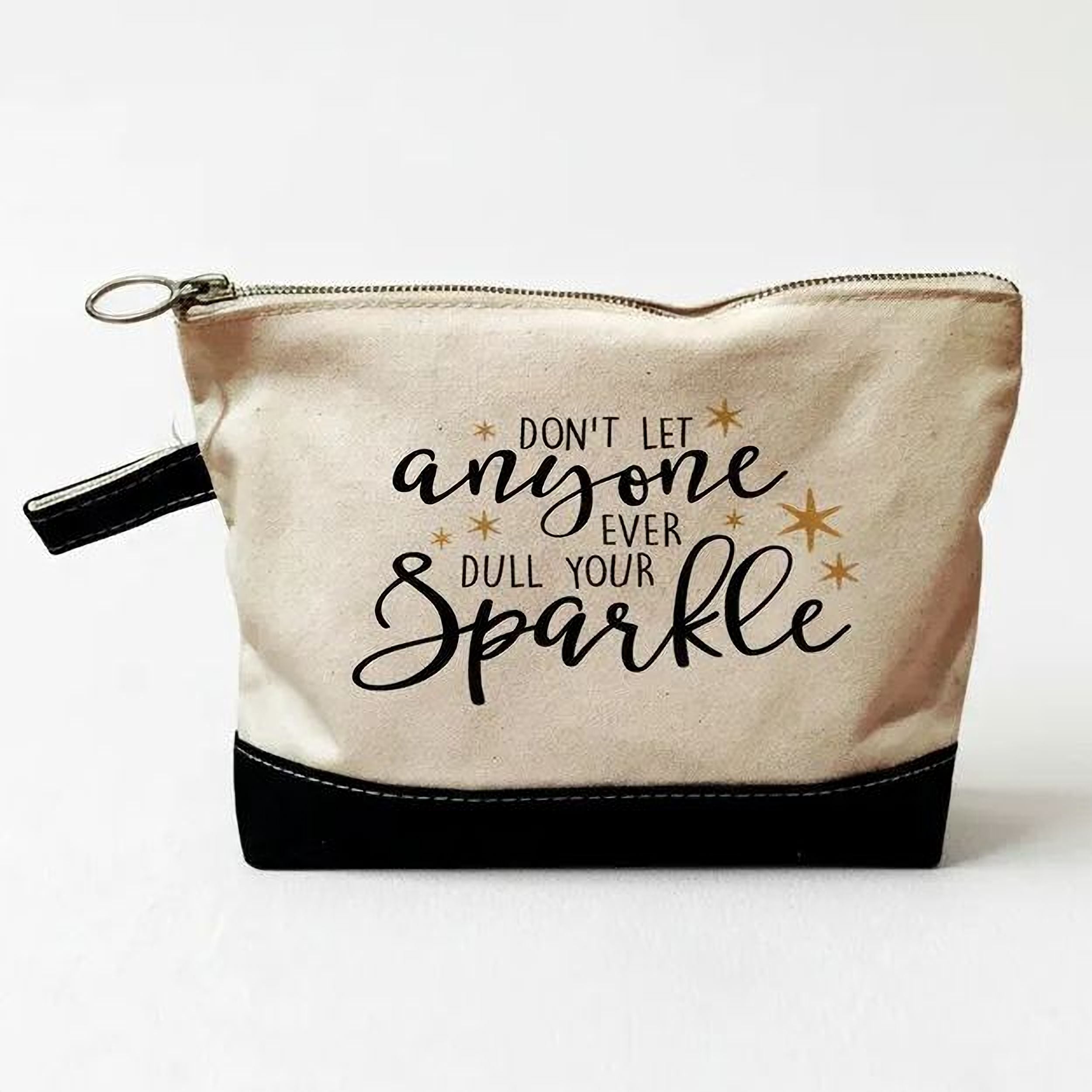 Inspirational Cosmetic Bag - Zipper Pouch - Pencil Case - Gold Sparkle