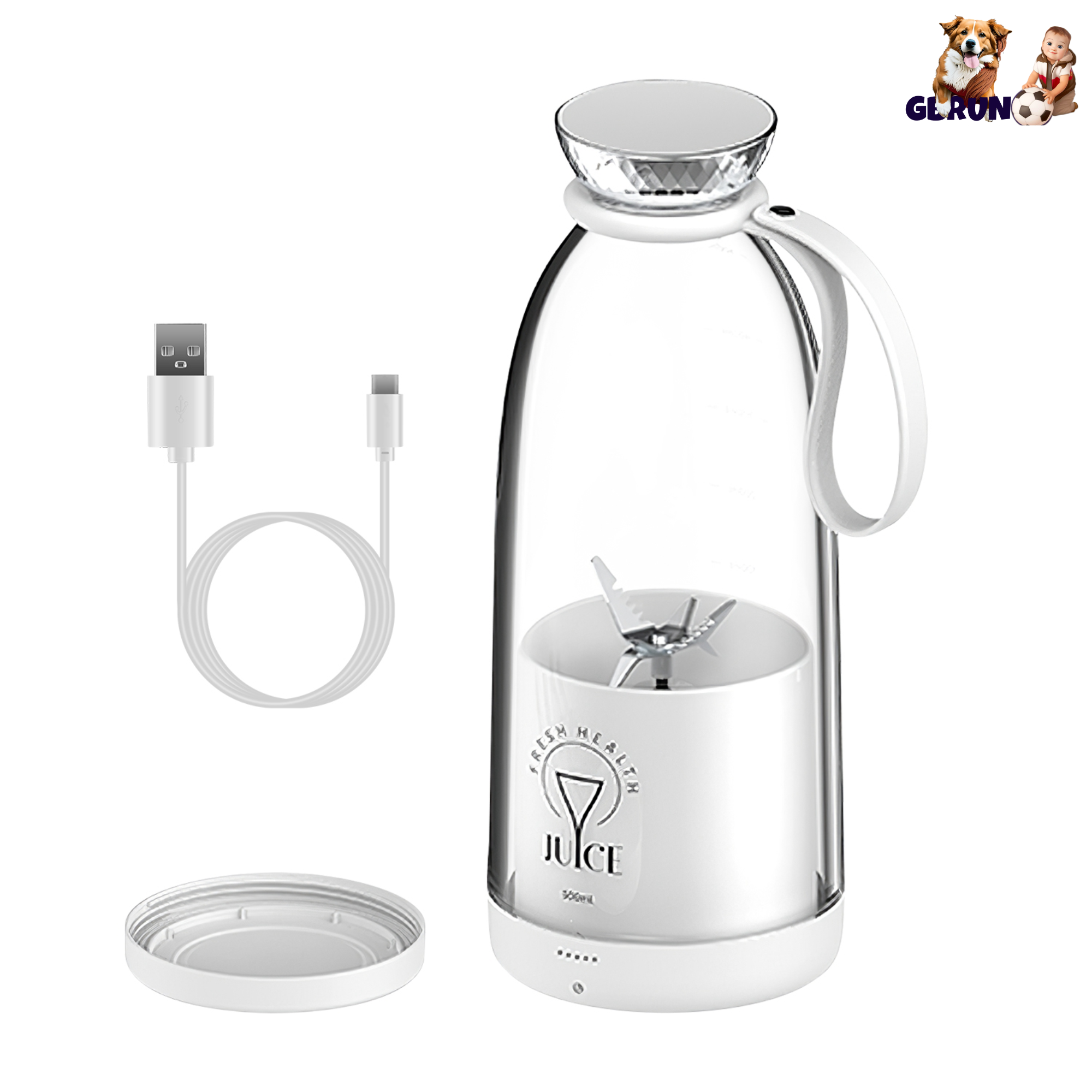 2-in-1 16.9OZ Portable Fruit Blender Electric Rechargeable Juice Cup for Shakes Smoothies Juice Personal Fruit Mixer with 6 Blades