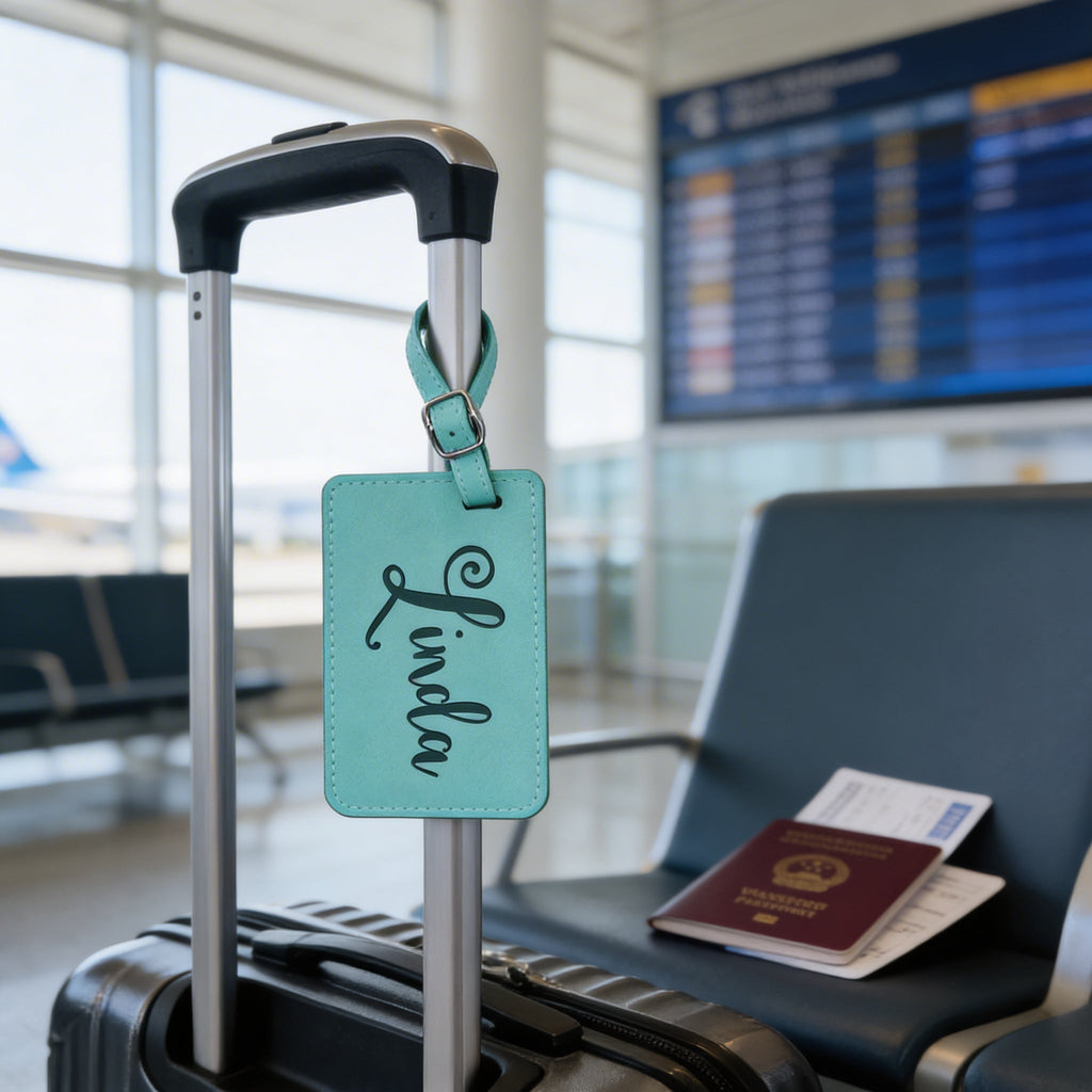 Personalized Luggage Tag - Custom Engraved Leather Travel ID Tag Gift