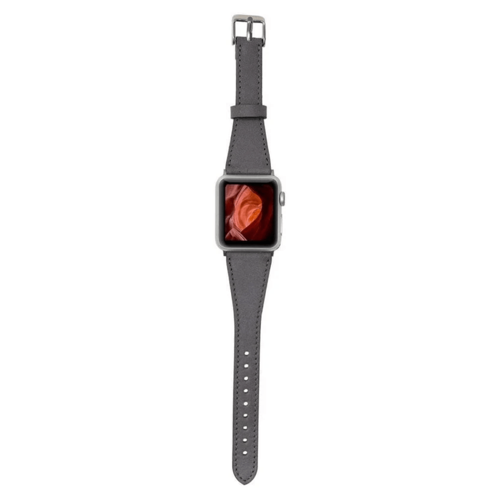 Classic Dark Grey Leather Apple Watch Band - Dallas