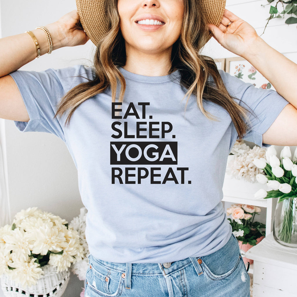Yoga Graphic Tees Women | Eat Sleep Yoga Repeat Tee