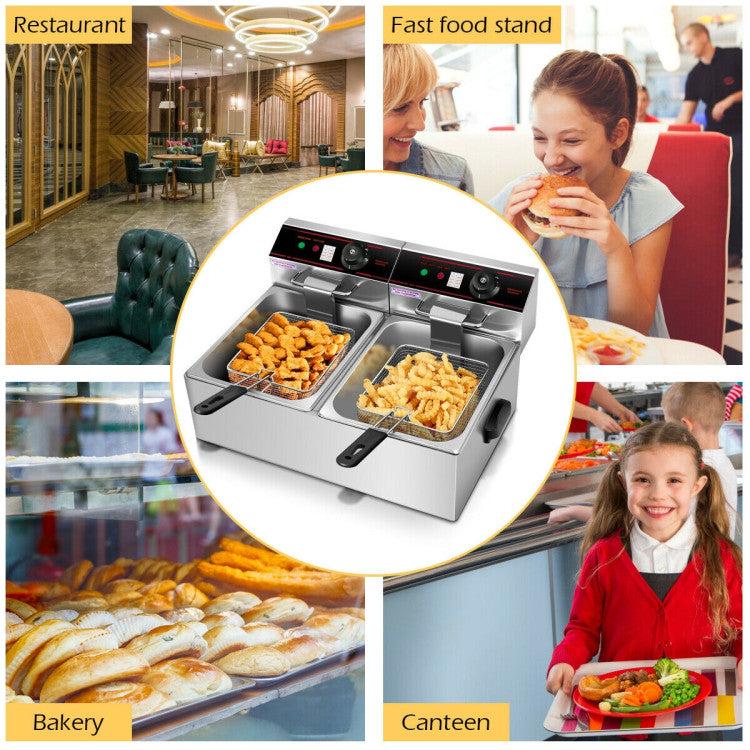 3400W Commercial Electric Fryer Dual Tank