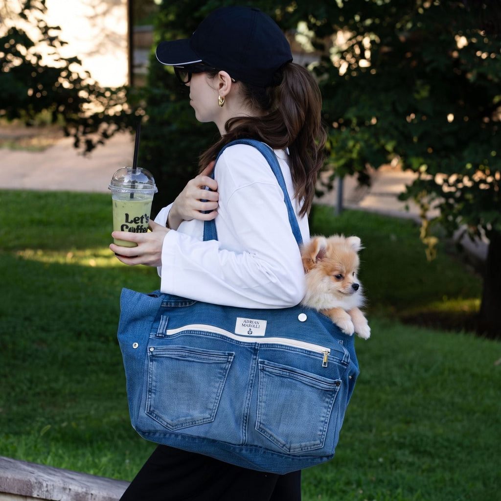 Upcycled Denim Sports Tote - Blue