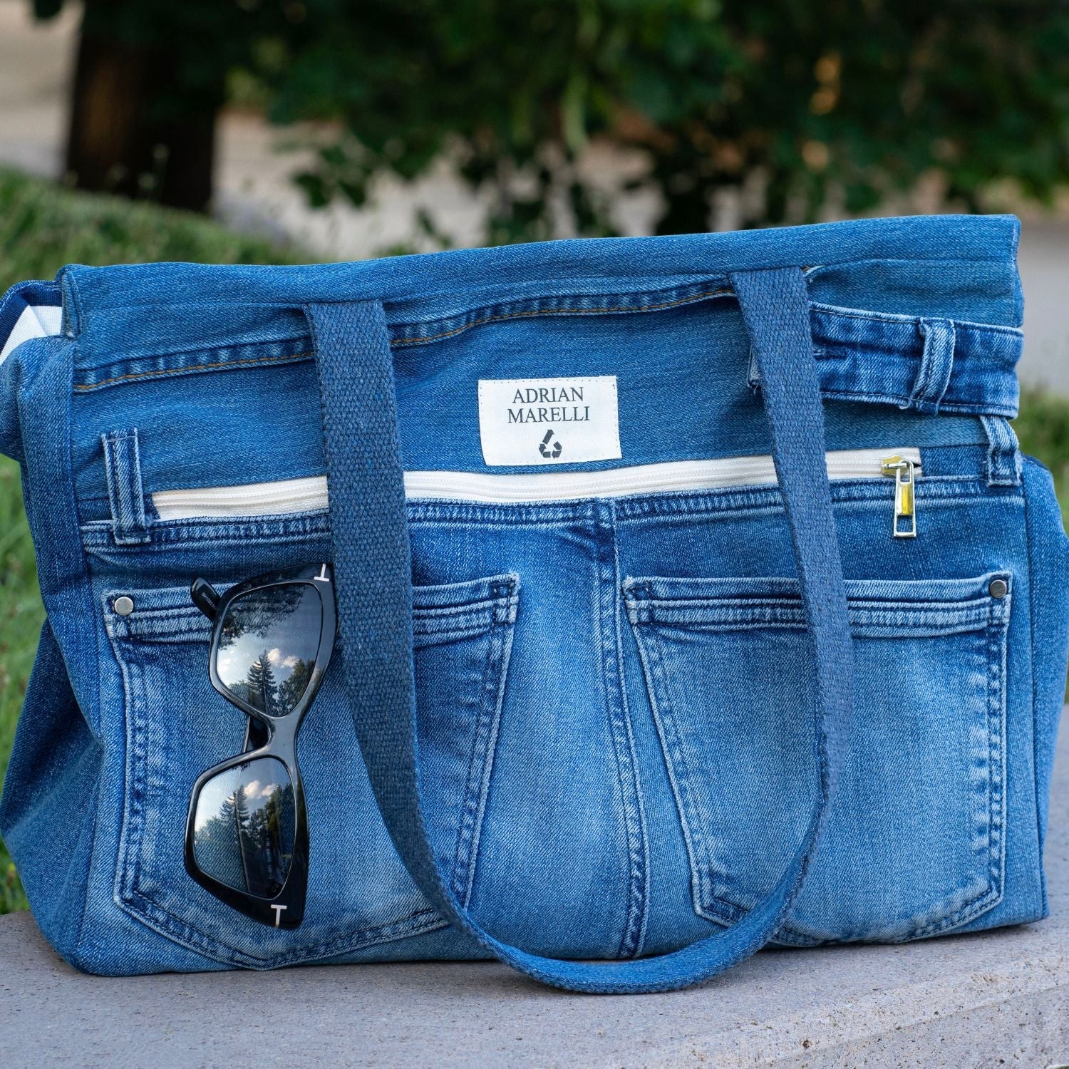 Upcycled Denim Sports Tote - Blue