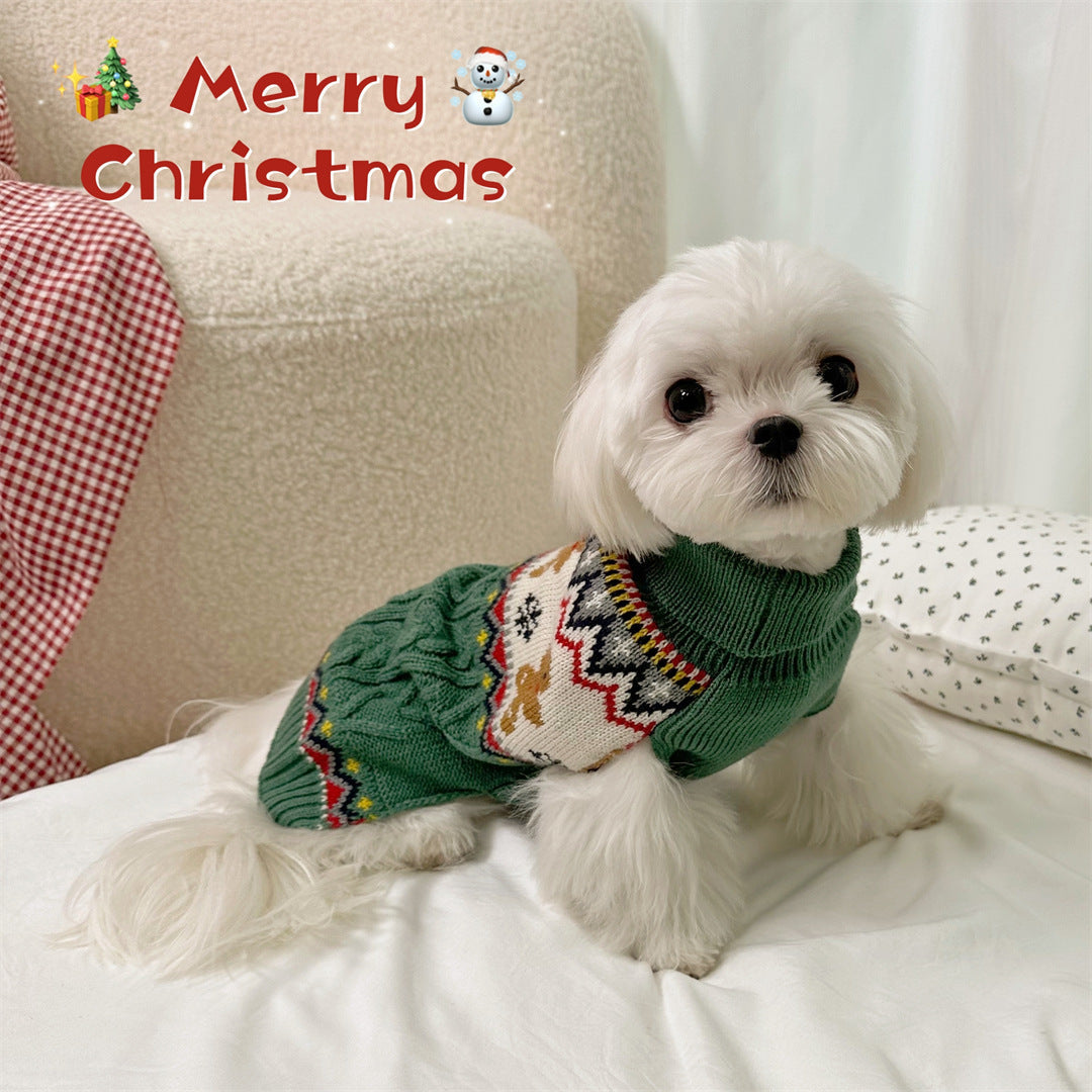 Red And Green Gingerbread Man Reindeer Christmas Pet Sweater