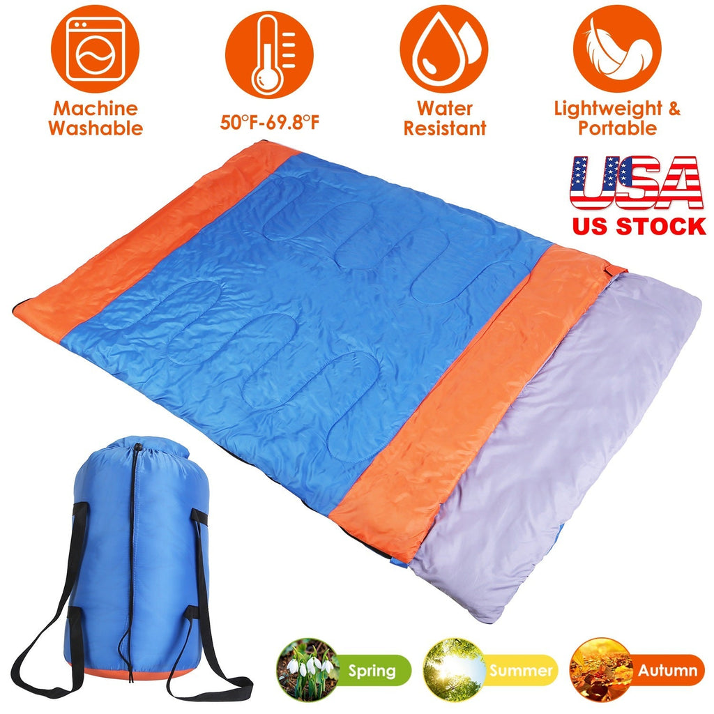 2 People Sleeping Bag for Adult Kids Lightweight Water Resistant Camping Cotton Liner Cold Warm Weather Indoor Outdoor Use 3 Season with Sack for Spri